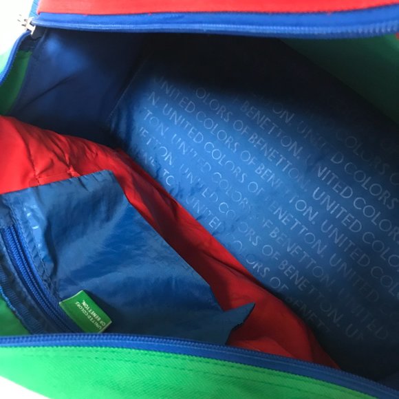 Vintage United Colors of Benetton Blue Green Red Duffel Travel Bag Weekender - Picture 11 of 16